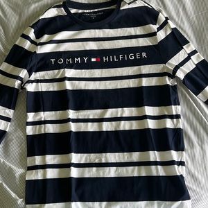 White and navy blue striped Tommy Hilfiger long sleeve